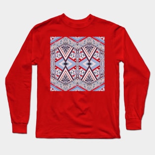 Handmade Purple and Red Geometry Long Sleeve T-Shirt